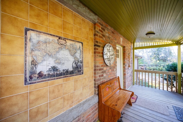 wooden deck with covered porch