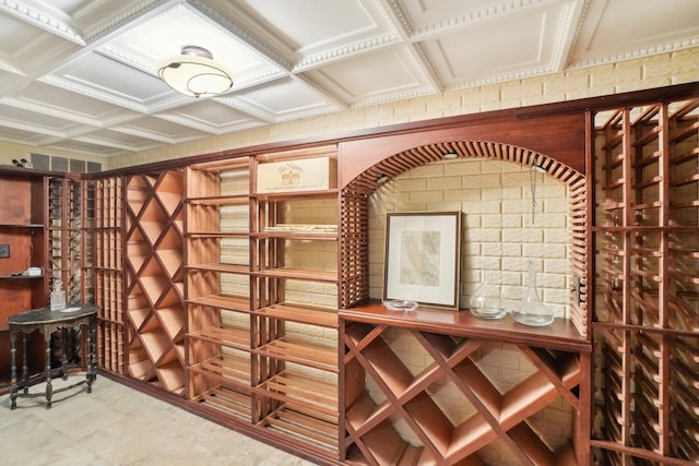 wine area with an ornate ceiling