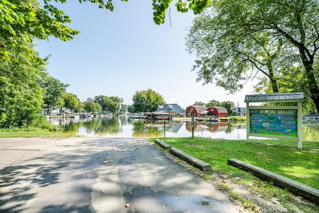 view of water feature featuring a dock