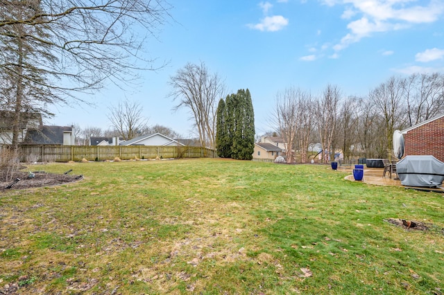 view of yard featuring a fenced backyard