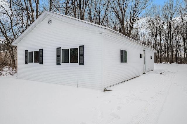 view of snow covered exterior