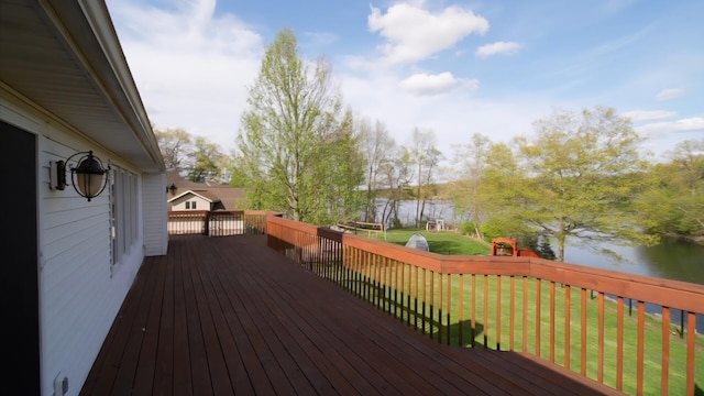 159 Westshore Dr, Jerome, MI 49249 - wooden deck with a lawn and a water view