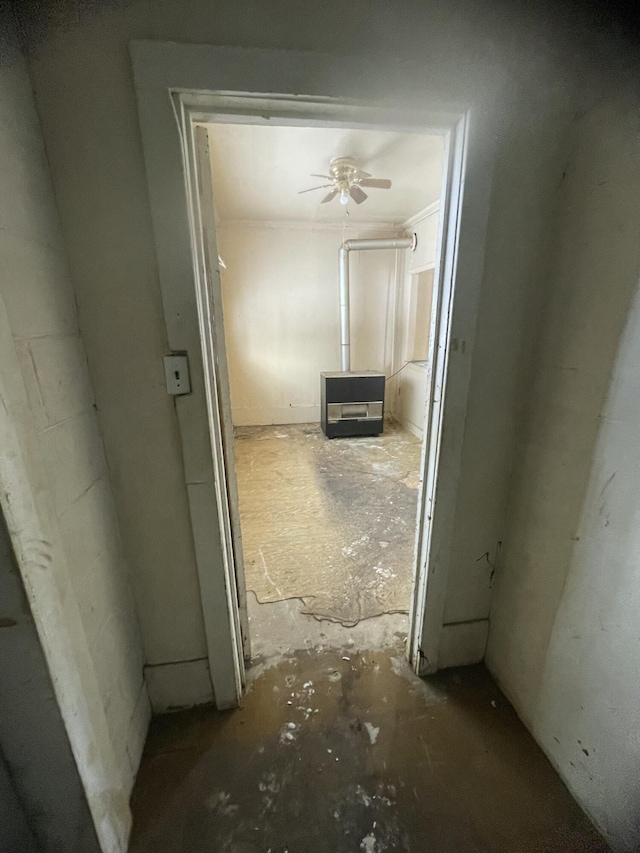 corridor featuring ornamental molding