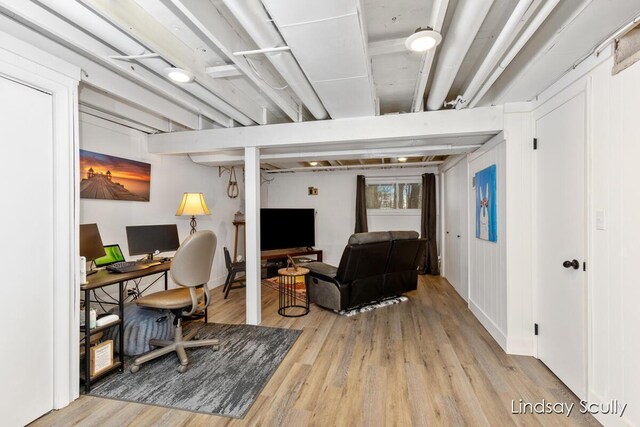below grade area with wood finished floors