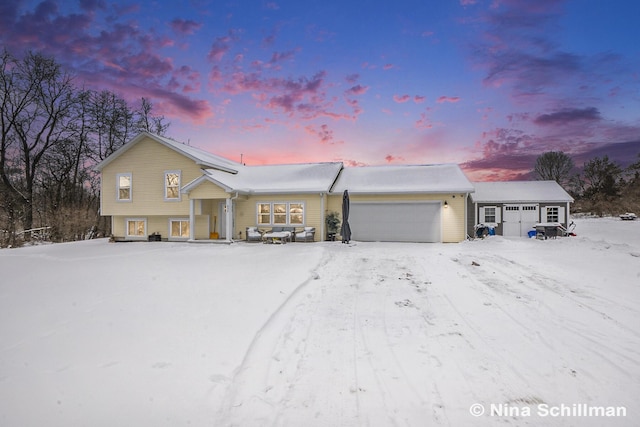 tri-level home with a garage