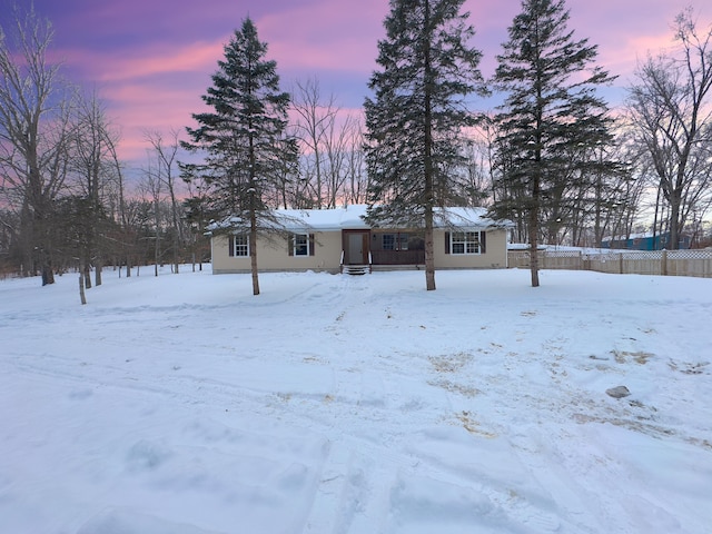 view of yard covered in snow