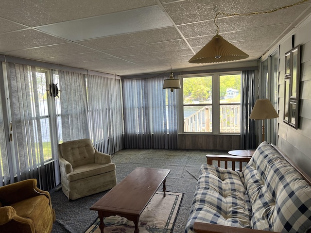 5274 N Bahr Dr Unit 14, Irons, MI 49644 - sunroom / solarium featuring carpet flooring, plenty of natural light, and a paneled ceiling