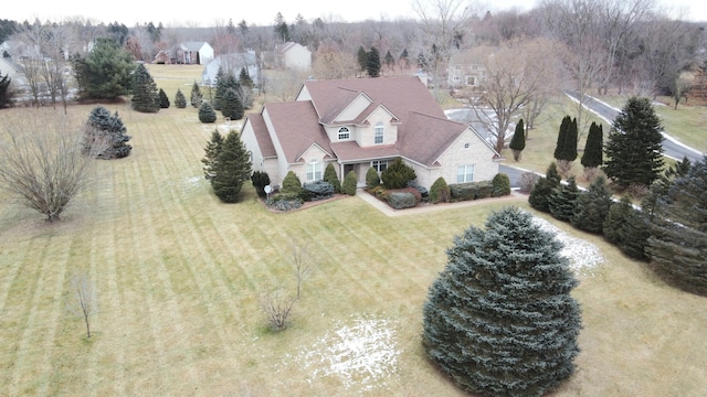 birds eye view of property featuring a rural view