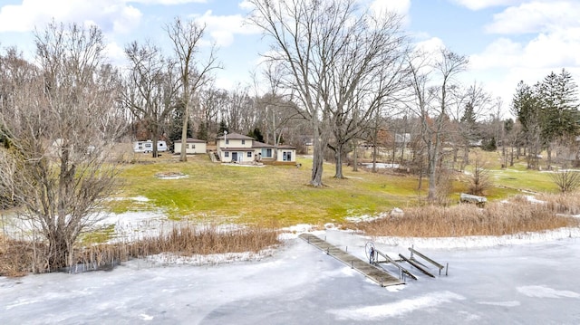 view of yard covered in snow