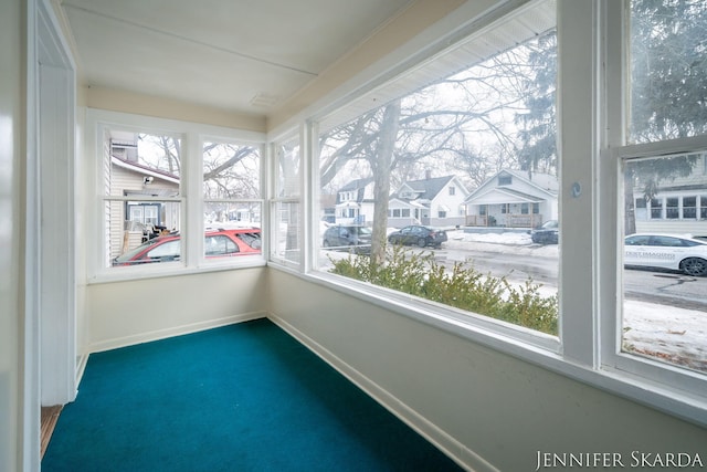 view of unfurnished sunroom