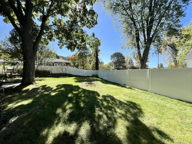 view of yard with a fenced backyard