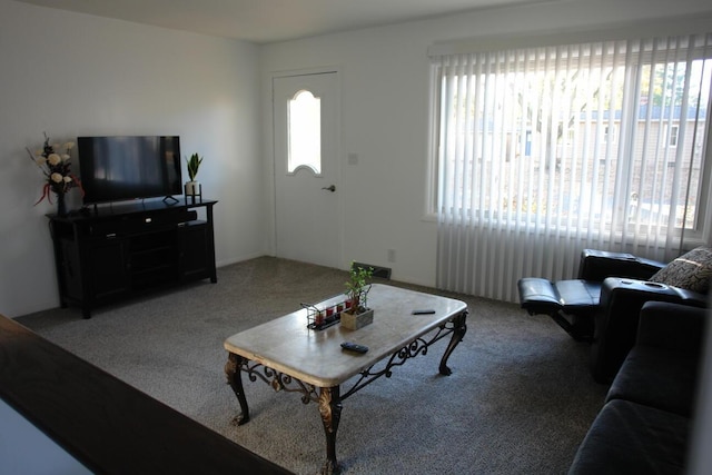 living room with carpet flooring