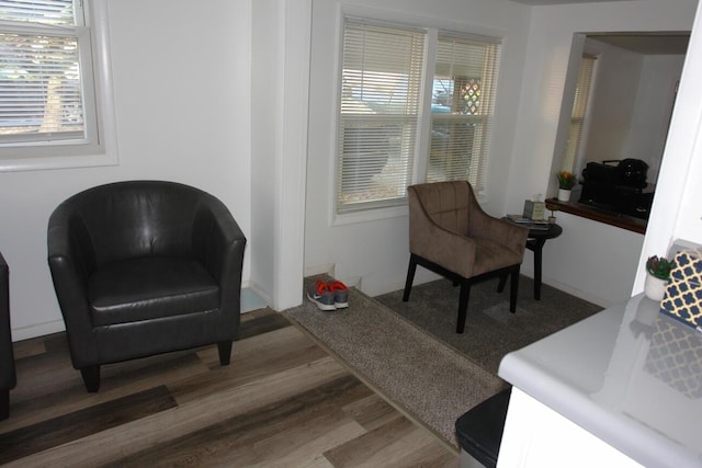 living area featuring dark wood finished floors