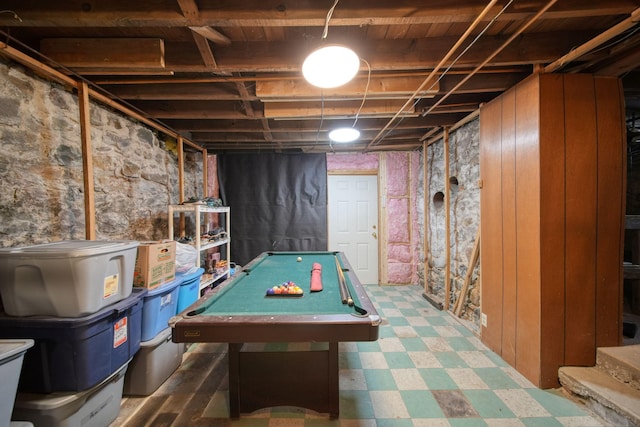 game room with dark floors and billiards