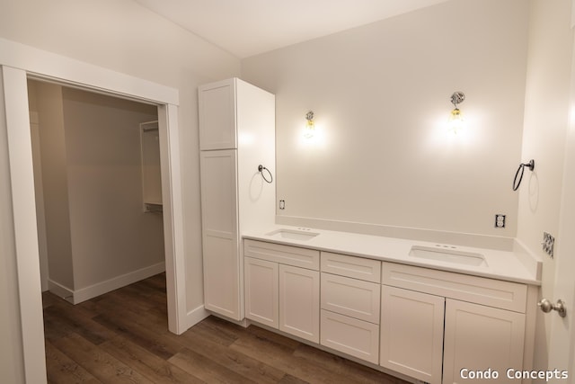 6625 Shoreside Ct SE, Grand Rapids, MI 49548 - bathroom featuring a sink, wood finished floors, and baseboards