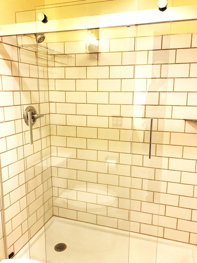 bathroom featuring a shower stall