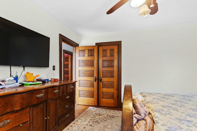 bedroom with light wood-style floors