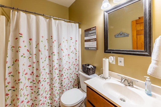 7016 Hyde Park Rd, Whitehall, MI 49461 - full bathroom featuring vanity, toilet, and curtained shower
