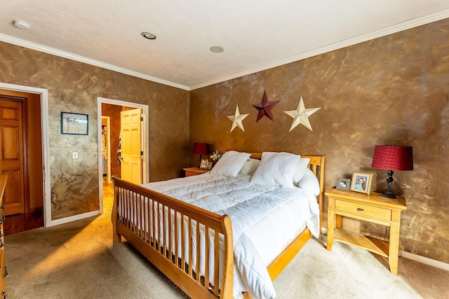 7016 Hyde Park Rd, Whitehall, MI 49461 - bedroom with crown molding, carpet floors, and baseboards