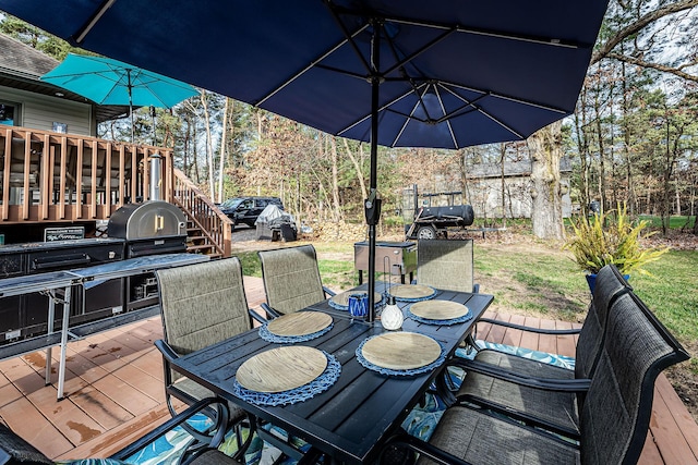 7016 Hyde Park Rd, Whitehall, MI 49461 - wooden deck featuring outdoor dining area