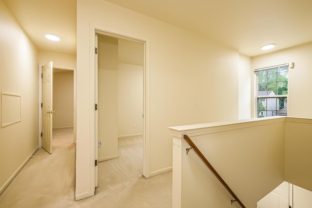 3048 Turnberry Ln, Ann Arbor, MI 48108 - hall featuring an upstairs landing, light colored carpet, baseboards, and recessed lighting