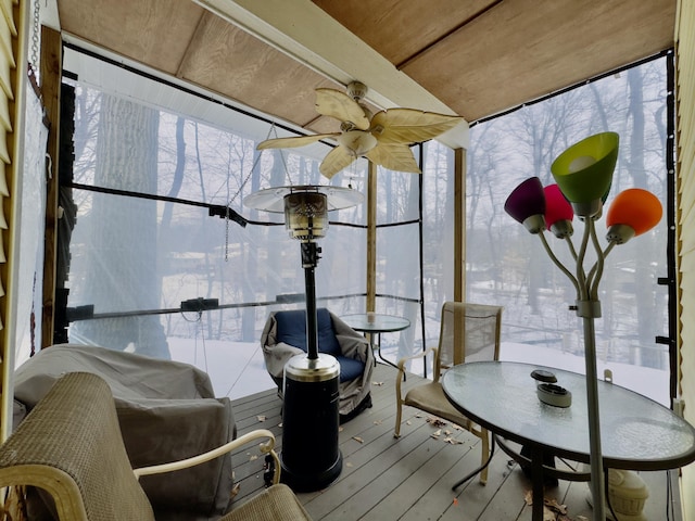 interior space with plenty of natural light and a ceiling fan