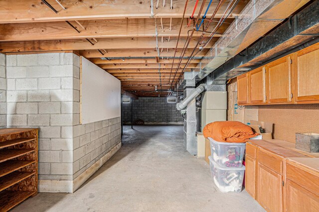 view of unfinished basement