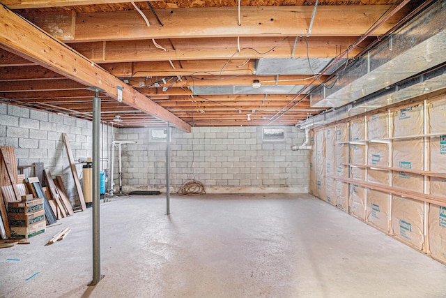 view of unfinished basement