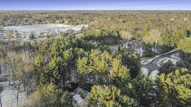 aerial view featuring a forest view