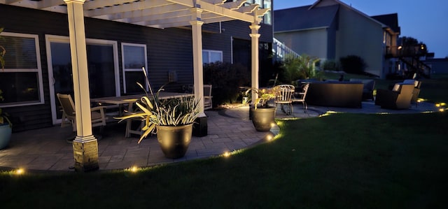 view of patio / terrace featuring outdoor dining area and a pergola