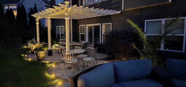 view of patio with a pergola and outdoor dining space