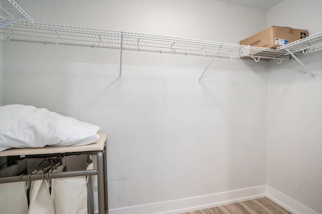 walk in closet featuring wood finished floors