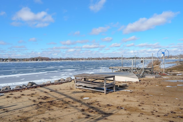 exterior space featuring a dock