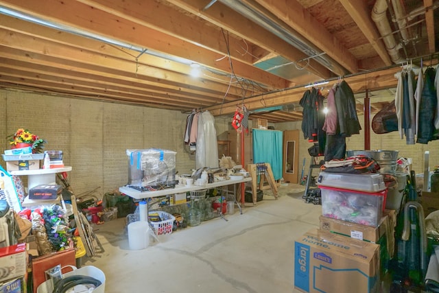 view of unfinished basement