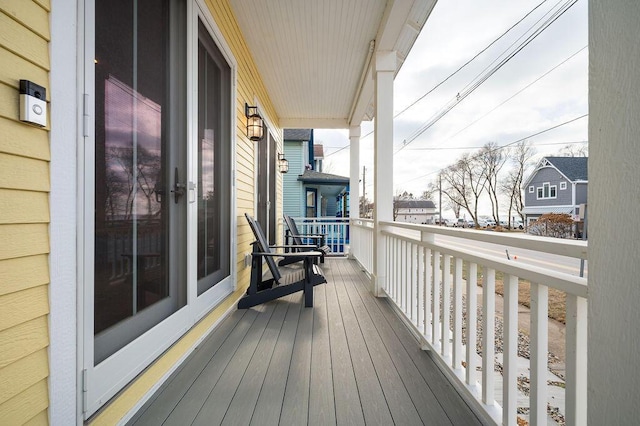 wooden deck with covered porch