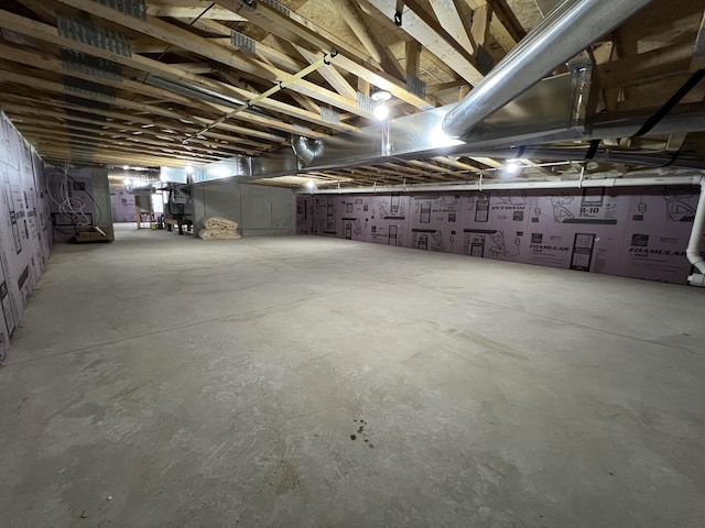 view of unfinished basement