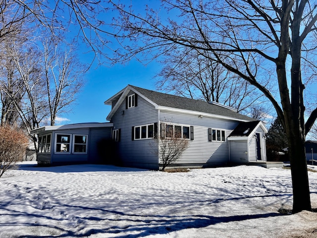 view of snow covered exterior