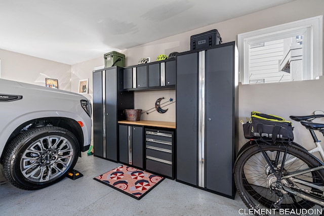 interior space with beverage cooler