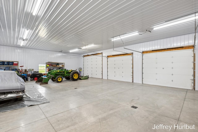 garage with metal wall