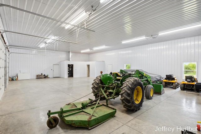 garage featuring metal wall