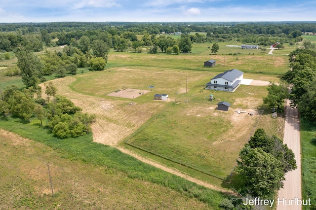 aerial view with a rural view