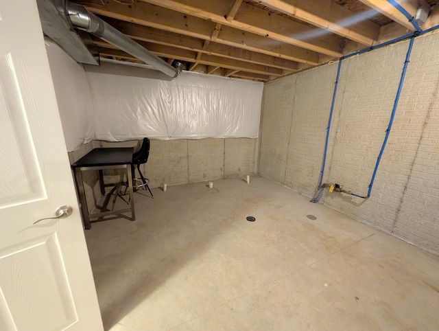 view of unfinished basement