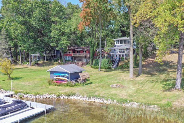 exterior space featuring a water view