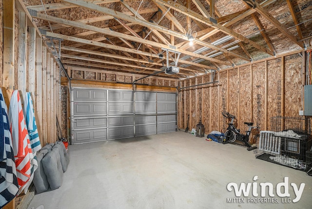 garage with a garage door opener