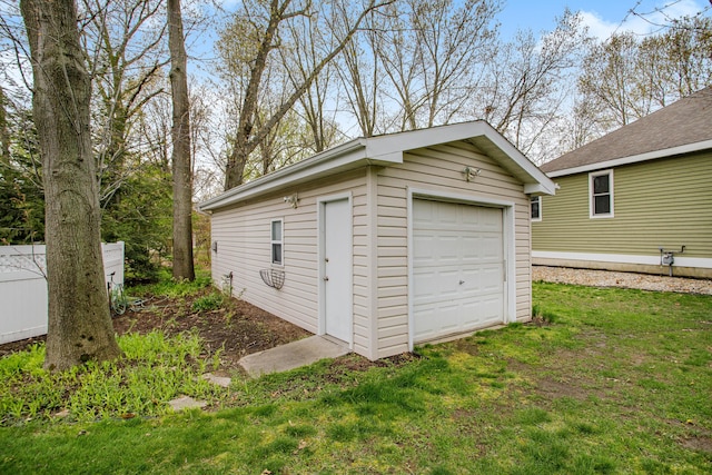 view of detached garage