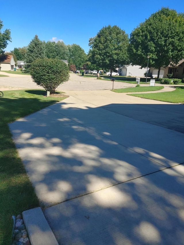 view of road with a residential view