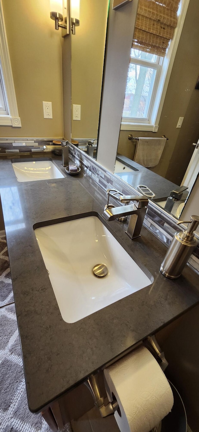 details with a sink and a jacuzzi