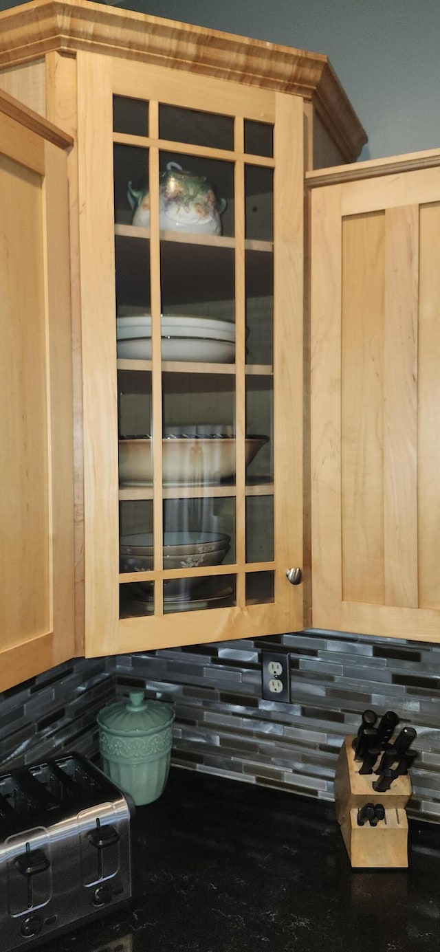 details featuring light brown cabinets