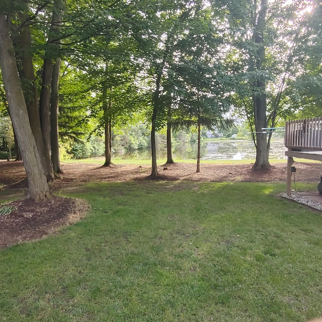 view of yard featuring a water view