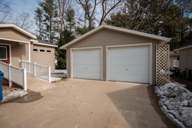 detached garage with central AC unit